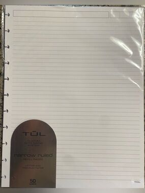 TUL Narrow Ruled Refill  Notebook Paper - 8-1/2" x 11" - White Lined
